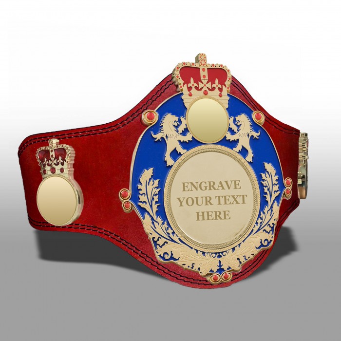 QUEENSBURY PLT LEATHER CHAMPIONSHIP BELT - PLTQUEEN/BLUE/G/ENGRAVE - AVAILABLE IN 4 COLOURS